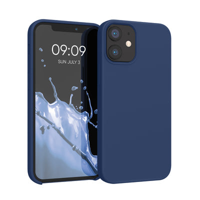 Gummierte Silikon Hülle für Apple iPhone 12 mini in Marineblau