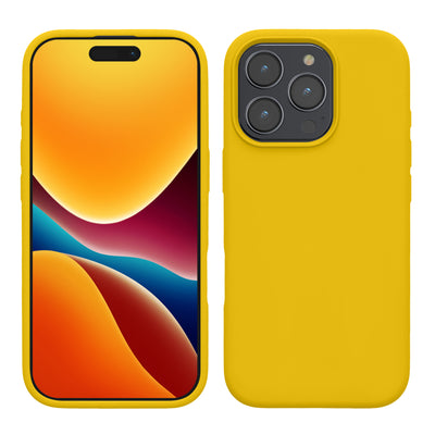 Rubberized silicone shell for Apple iPhone 16 Pro Max in bright yellow