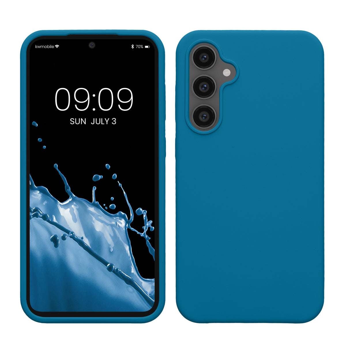 Gummierte Silikon Hülle für Samsung Galaxy S23 FE in Karibikblau