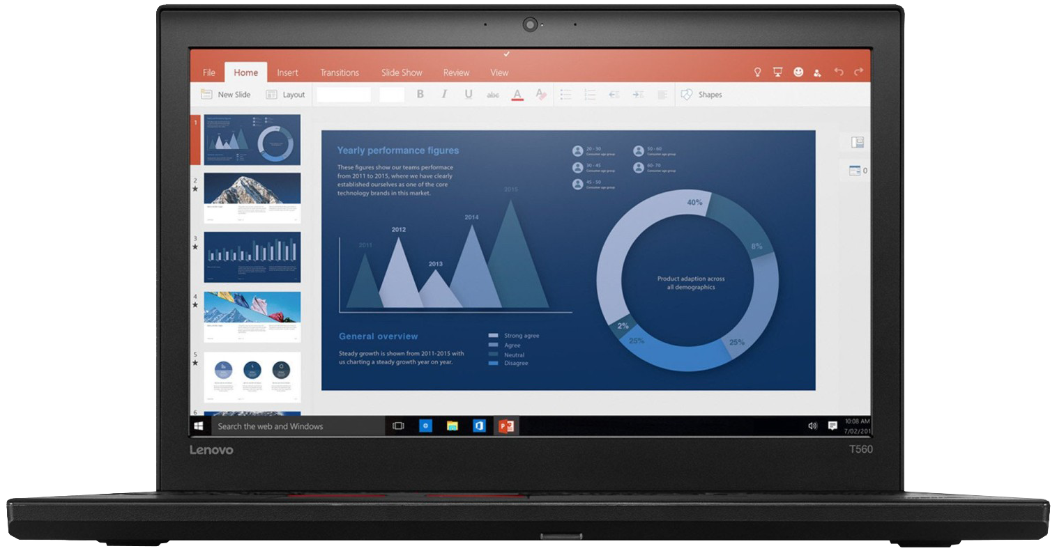 Lenovo ThinkPad T560 15" 2016 i7-6600U 8 GB / 256 GB SSD W7Pro 20FH0023GE QWERTZ Schwarz - Ohne Vertrag