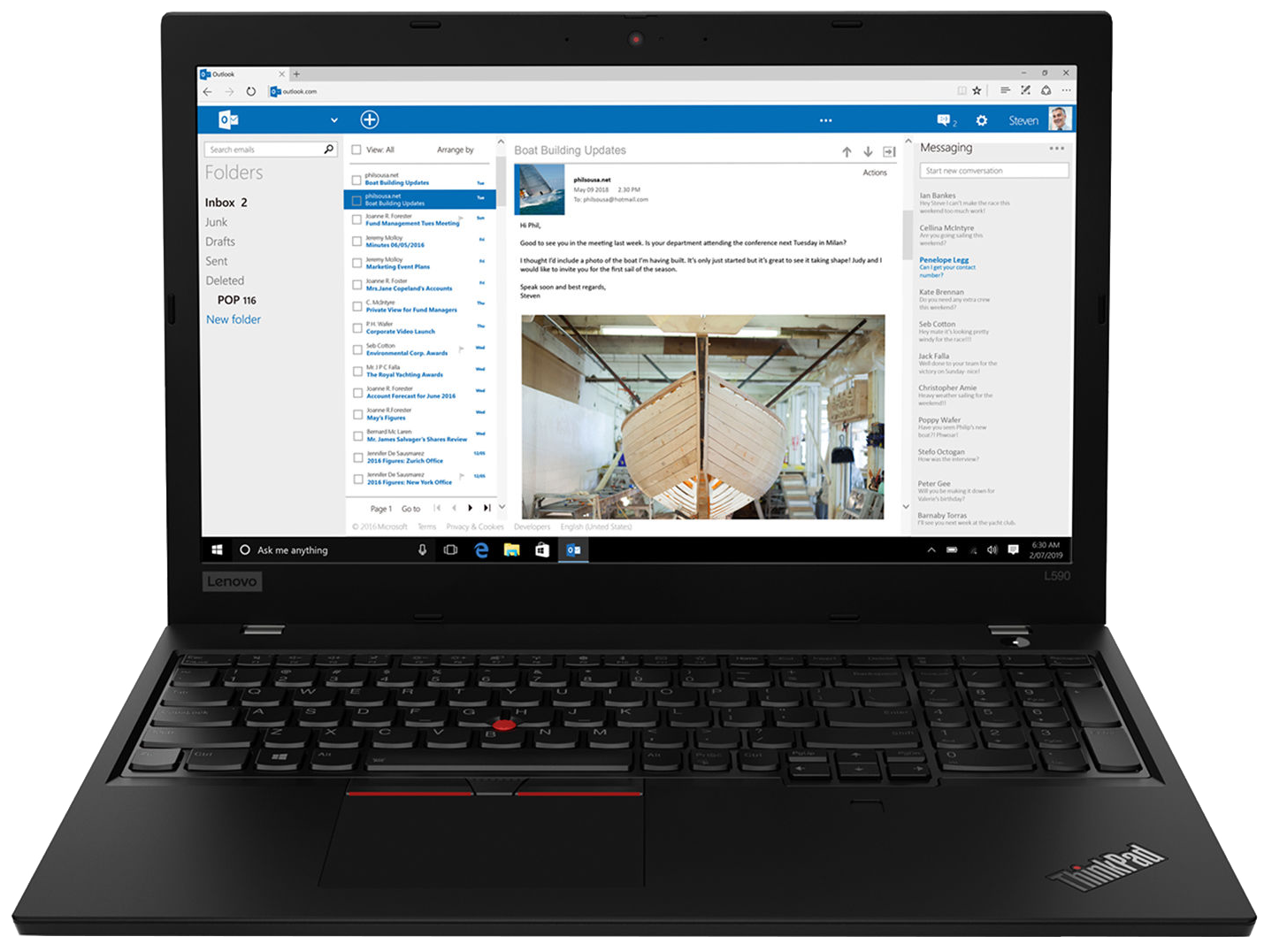 Lenovo ThinkPad L590 15" 2019 i5-8265U 8 GB / 256 GB SSD W10Pro 20Q7000XGE QWERTZ Schwarz - Ohne Vertrag
