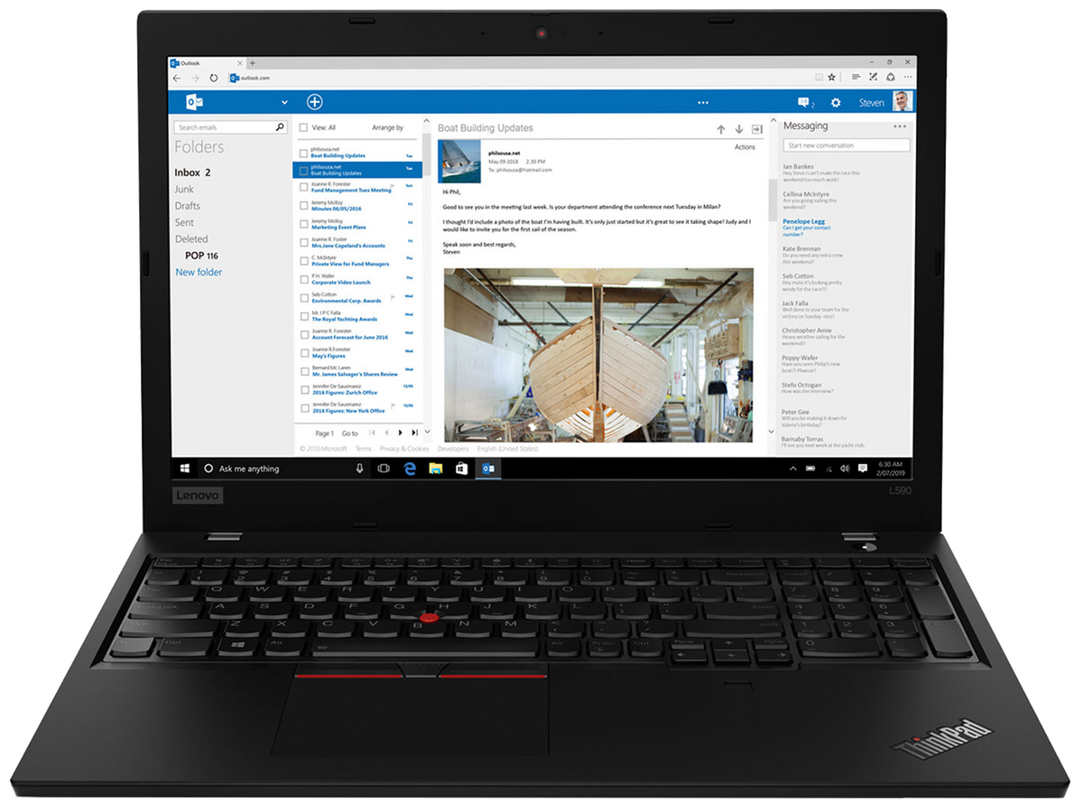 Lenovo ThinkPad L590 15" 2019 i5-8265U 8 GB / 256 GB SSD W10Pro 20Q7000XGE QWERTZ Schwarz - Ohne Vertrag