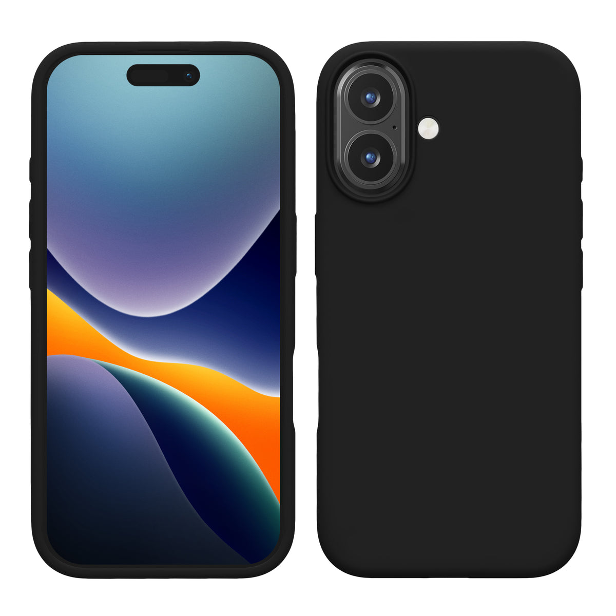 Gummierte Silikon Hülle für Apple iPhone 16 in Schwarz