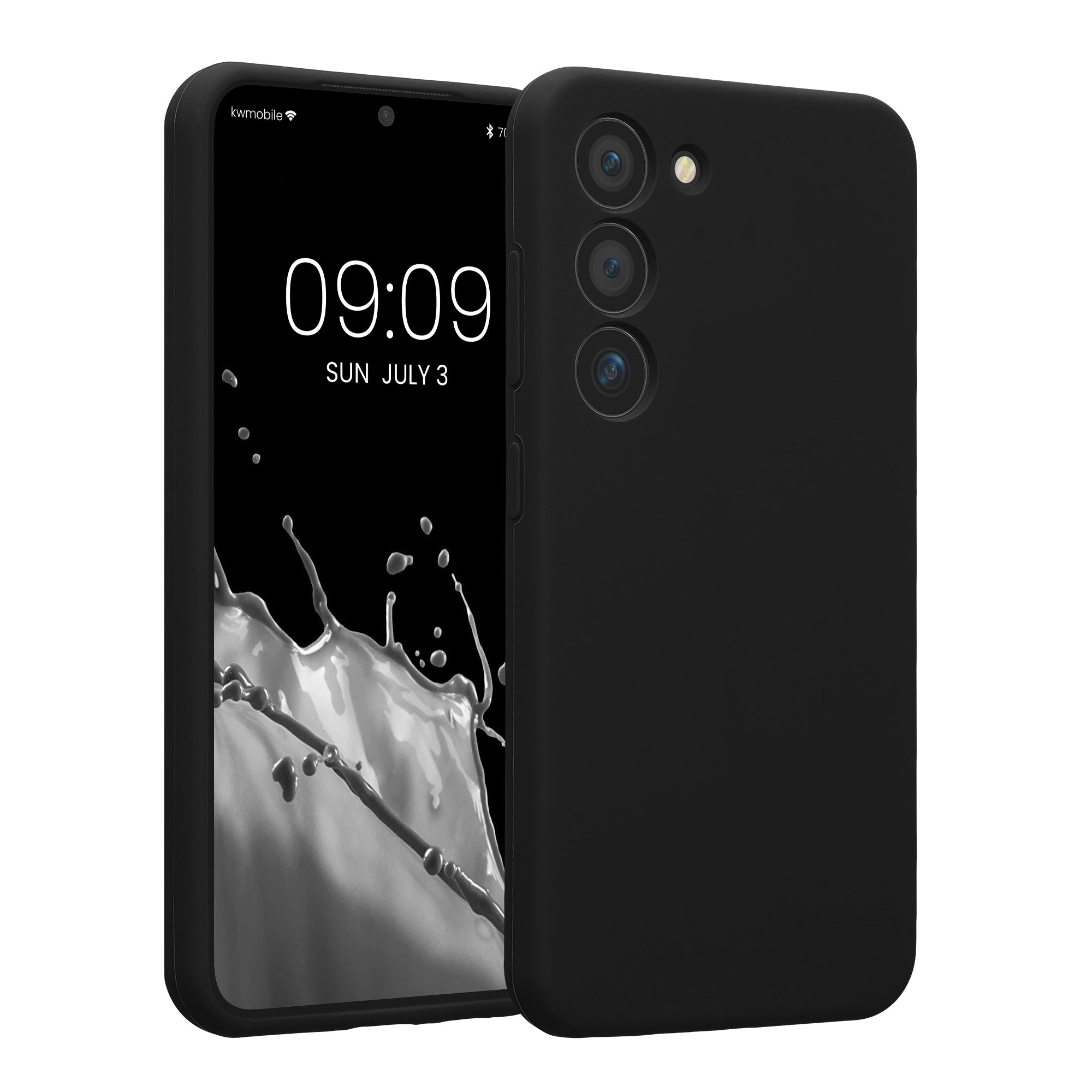Gummierte Silikon Hülle mit Kameraschutz für Samsung Galaxy S23 in Schwarz