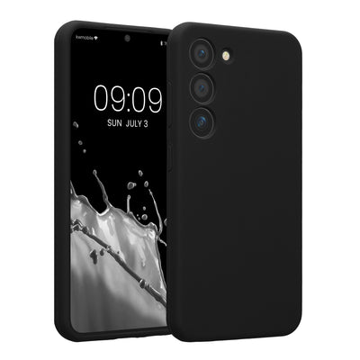 Rubberized silicone shell with camera protection for Samsung Galaxy S23 in black