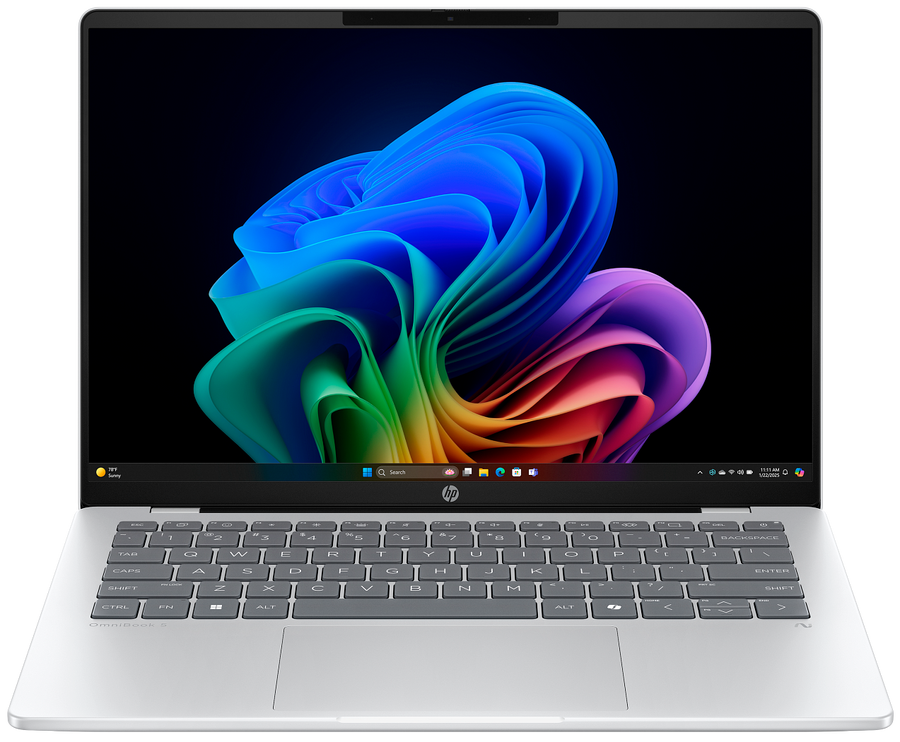 HP OmniBook 5 NGAI 14-he0775ng 14" 2025 WUXGA OLED Snapdragon X1P-42-100 32 GB / 1 TB SSD W11H QWERTZ Silber Renew - Ohne Vertrag