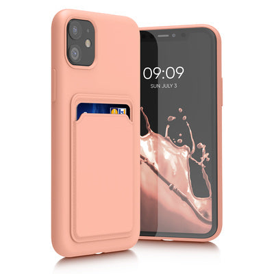 TPU Hülle mit Kartenfach für Apple iPhone 11 Grapefruit Pink