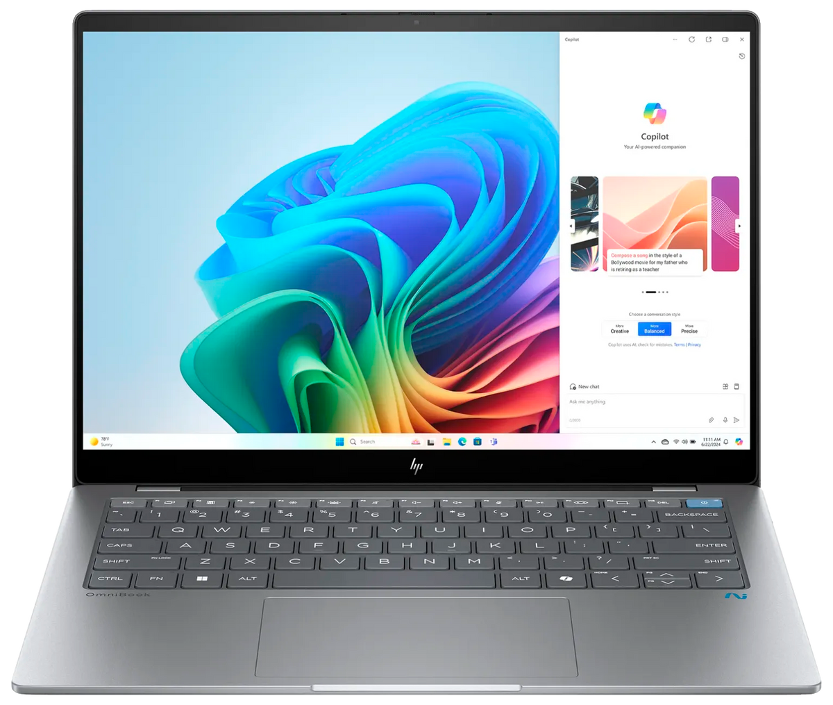 HP OmniBook X 14-fe0900ng 14" 2024 2,2K X Elite X1E-78-100 16 GB / 1 TB SSD W11H QWERTZ Silber Renew - Ohne Vertrag
