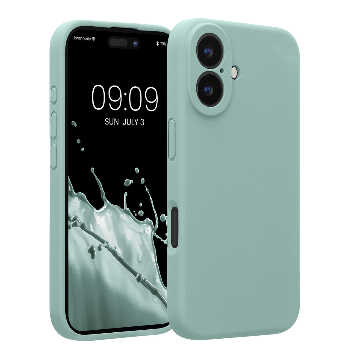 Gummierte Silikon Hülle mit Kameraschutz für Apple iPhone 16 in Mintgrün