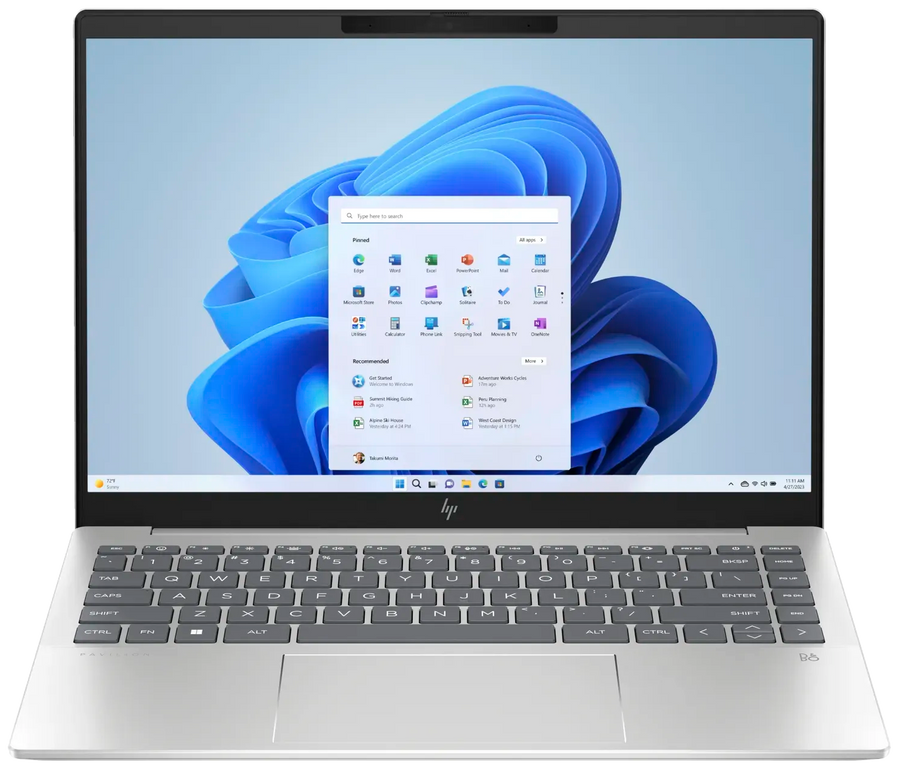 HP Pavilion Plus Laptop 14-ey0900ng 14" 2024 2.8K Ryzen7 7840U 16 GB / 1 TB SSD W11H QWERTZ Silber Renew - Ohne Vertrag