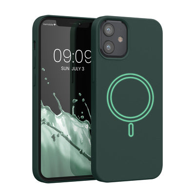 Magnetische Silikon Hülle für Apple iPhone 12 mini Moosgrün