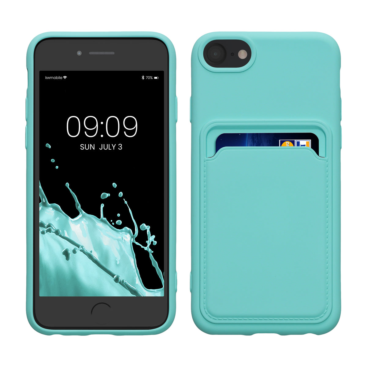 TPU Hülle mit Kartenfach für Apple iPhone SE (2022) / iPhone SE (2020) / iPhone 8 / iPhone 7 Mintgrün