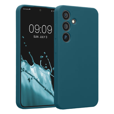 Rubberized silicone shell with camera protection for Samsung Galaxy S24 in Petrol Matt