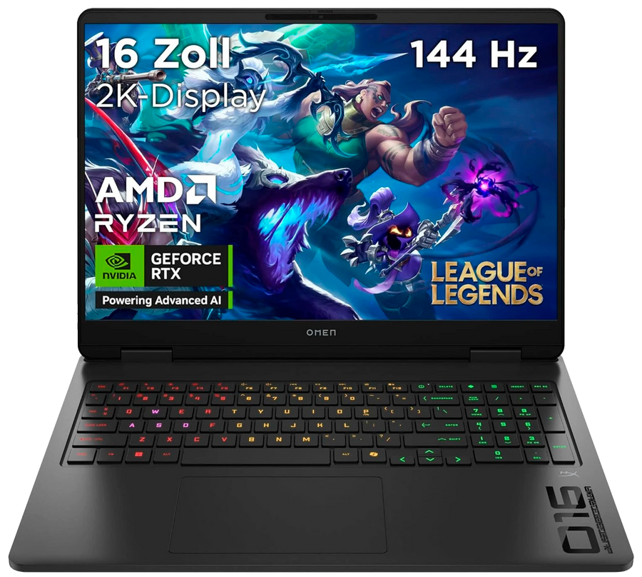 HP OMEN 16-ap0175ng 16" 2025 WUXGA Ryzen 9 8940HX 32 GB / 1 TB SSD RTX 5070 8GB FreeDOS QWERTZ schwarz Renew - Ohne Vertrag