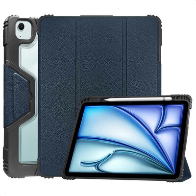 Accezz Rugged Trifold Klapphülle für das Apple iPad Air 11 Zoll (2025) M3 / (2024) M2 / Air 5 (2022) / Air 4 (2020) - Dunkelblau