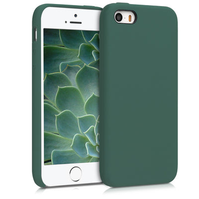 Gummierte Silikon Hülle für Apple iPhone SE (1.Gen 2016) / iPhone 5 / iPhone 5S in Tannengrün