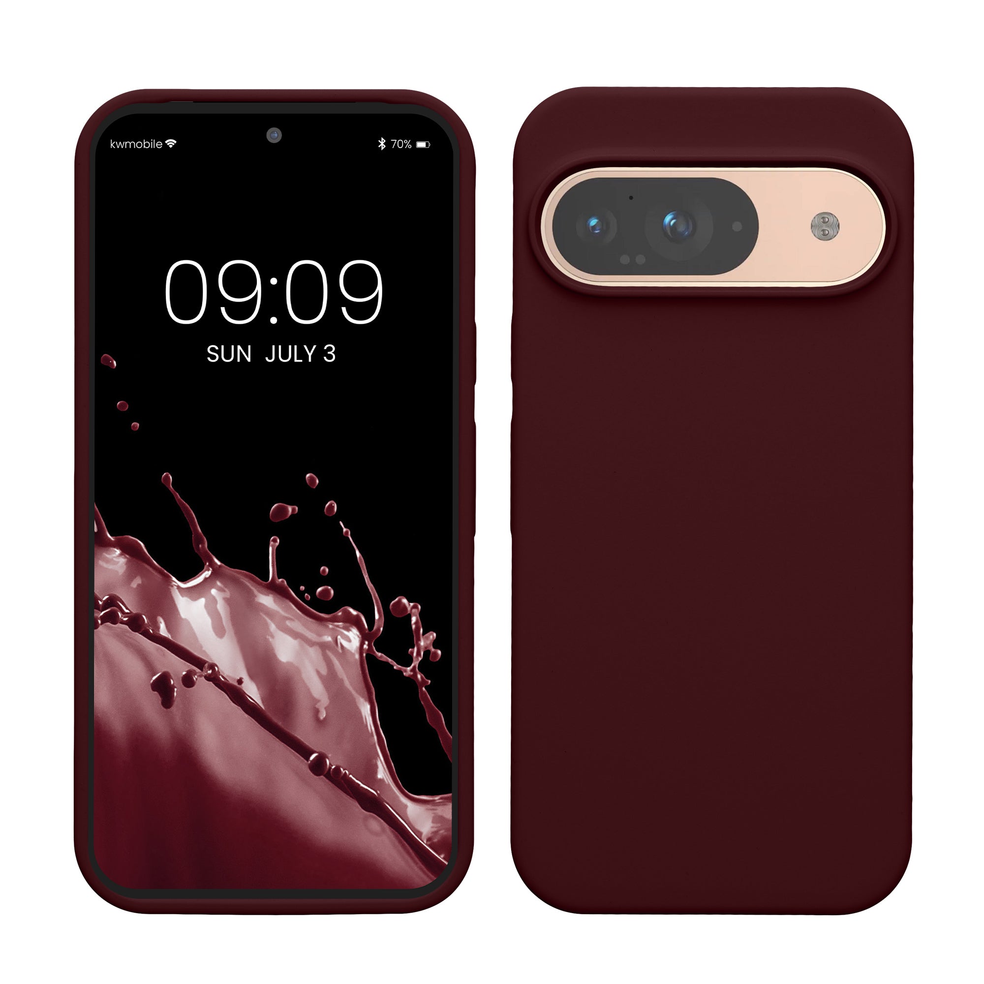 Gummierte Silikon Hülle für Google Pixel 9 / Pixel 9 Pro in Bordeaux Violett