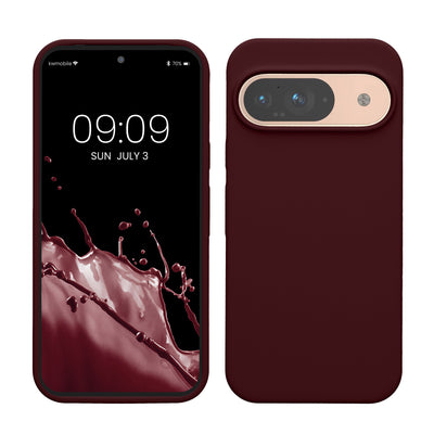 Gummierte Silikon Hülle für Google Pixel 9 / Pixel 9 Pro in Bordeaux Violett