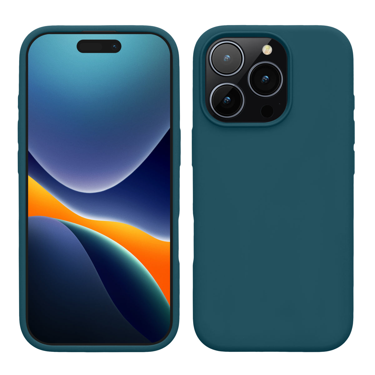 Gummierte Silikon Hülle für Apple iPhone 16 Pro in Petrol matt