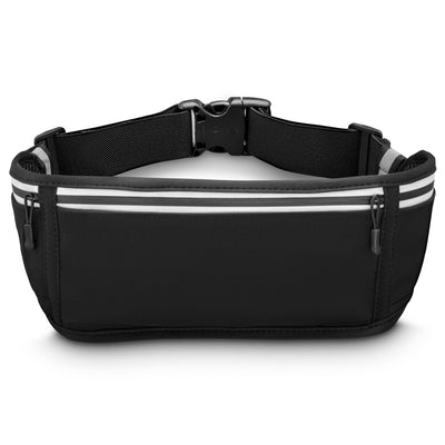 Hama Bauchtasche für Handys, Laufgürtel zum Joggen, reflektierend, Schwarz