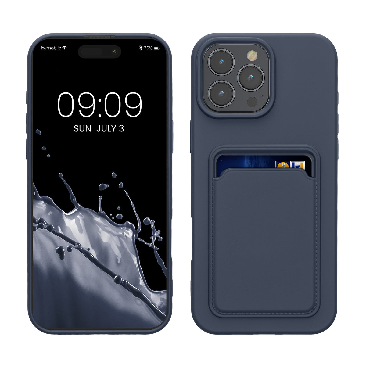 TPU Hülle mit Kartenfach für Apple iPhone 16 Pro Max Dunkelblau