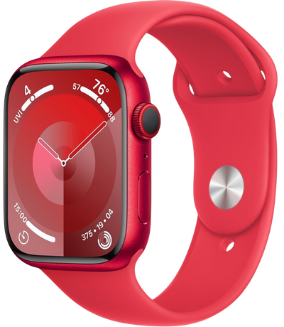 Watch 9 LTE Alu 45mm Sportarmband rot M/L MRYG3