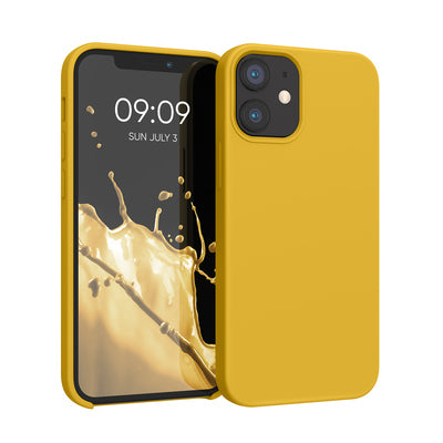 Gummierte Silikon Hülle für Apple iPhone 12 mini in Honiggelb