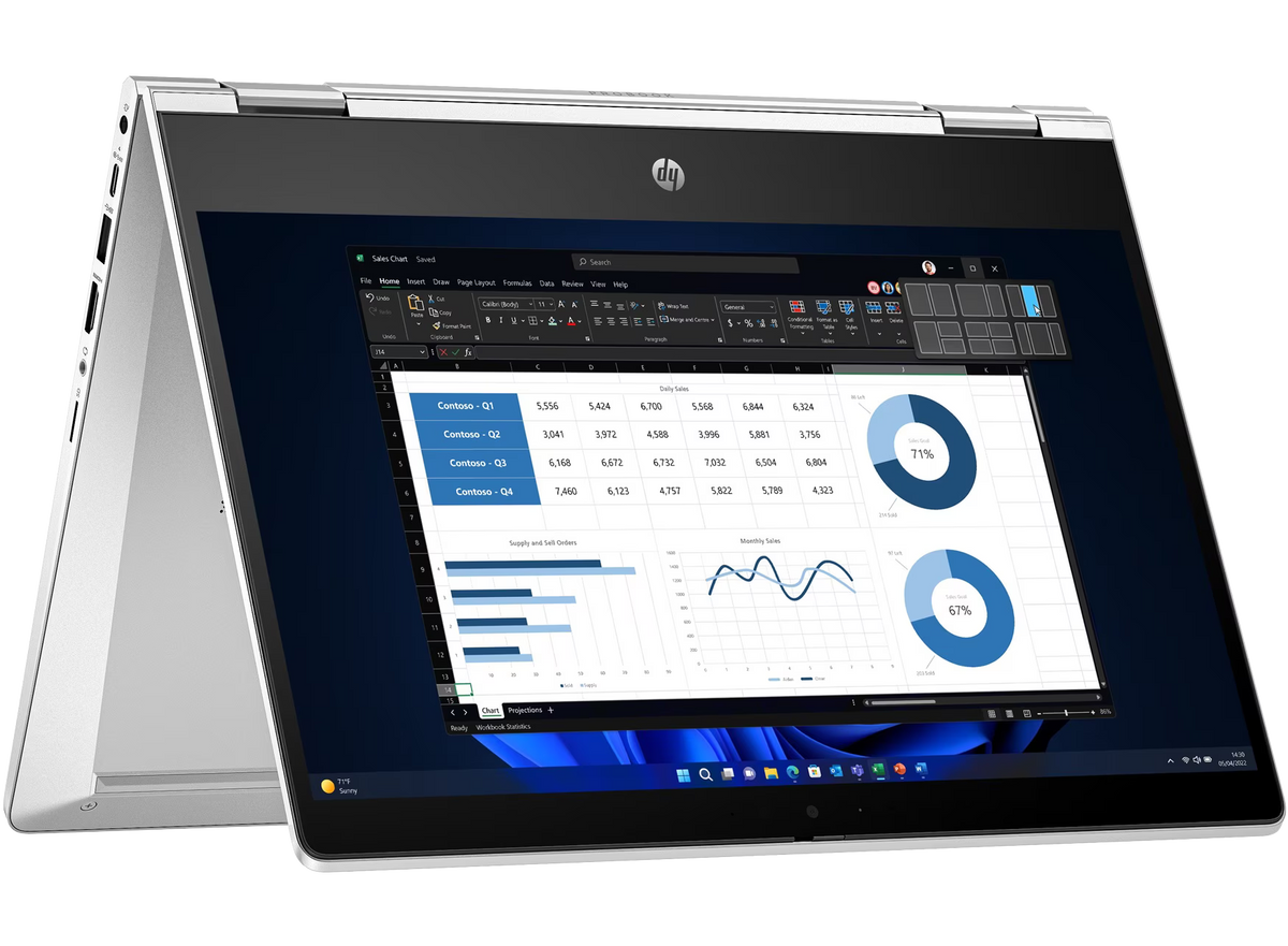 HP Pro x360 435 G10 13" 2023 FHD Ryzen 5 7530U 8 GB / 256 GB SSD W11Pro QWERTZ Silber Renew - Ohne Vertrag