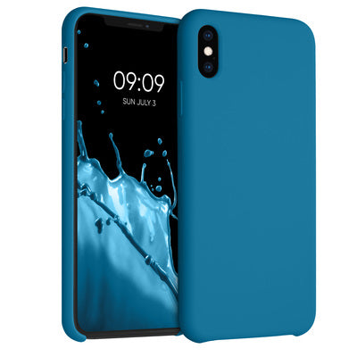 Gummierte Silikon Hülle für Apple iPhone XS Max in Karibikblau