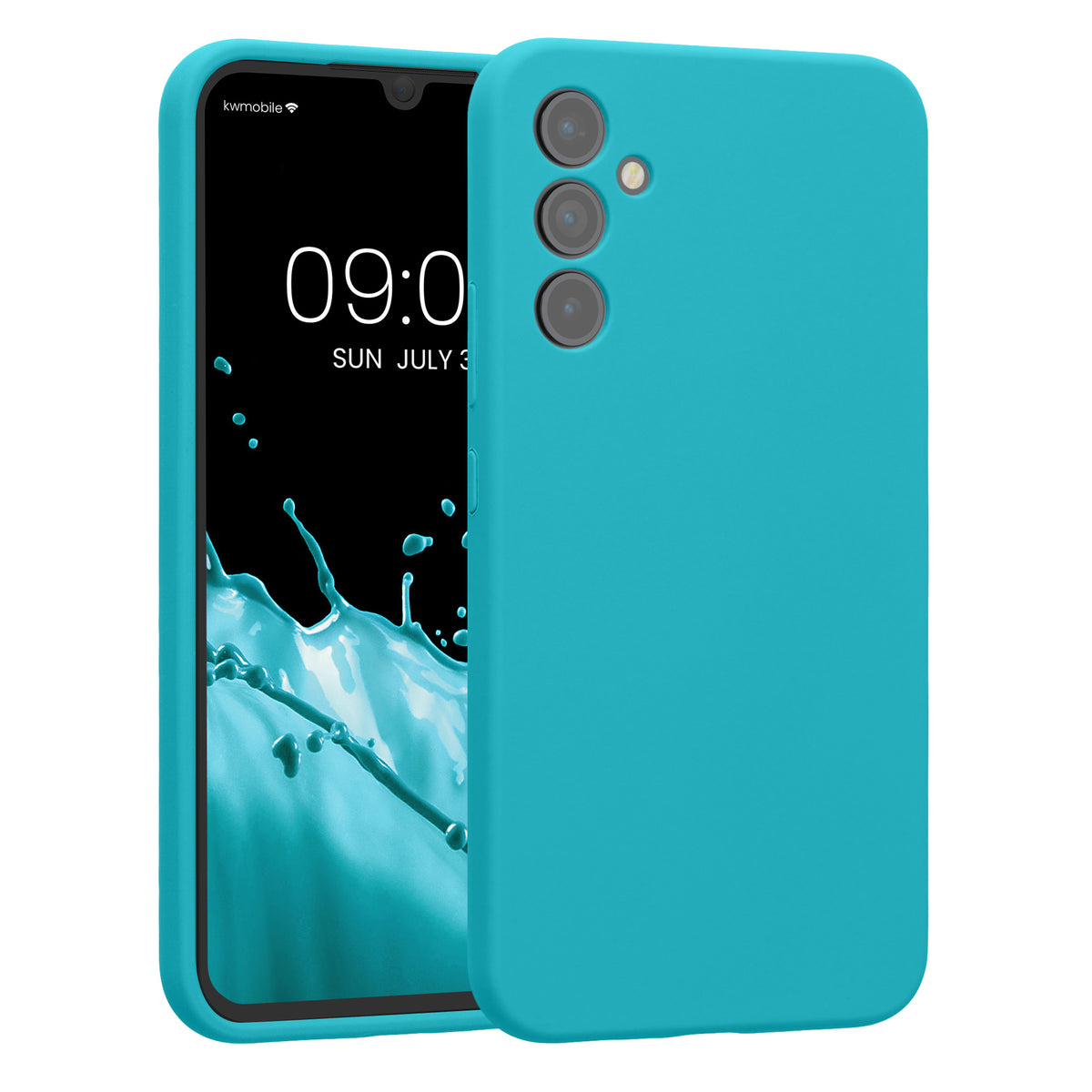Gummierte Silikon Hülle mit Kameraschutz für Samsung Galaxy A34 5G in Cool Glacier