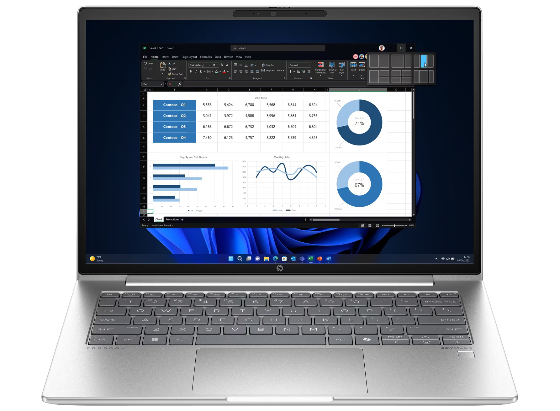 HP ProBook 445 G11 14" 2024 WUXGA Ryzen 5 7535U 16 GB / 512 GB SSD W11Pro QWERTZ Silber Renew - Ohne Vertrag