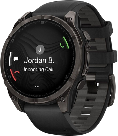 fenix 8 47mm AMOLED Sapphire Schwarz/Titan Carbongrau Silikon-Armband