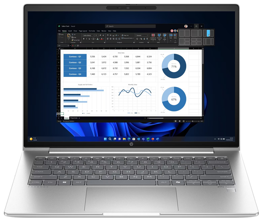 HP ProBook 445 G11 14" 2024 WUXGA Ryzen 5 7535U 16 GB / 1 TB SSD W11Pro QWERTZ Silber Renew - Ohne Vertrag