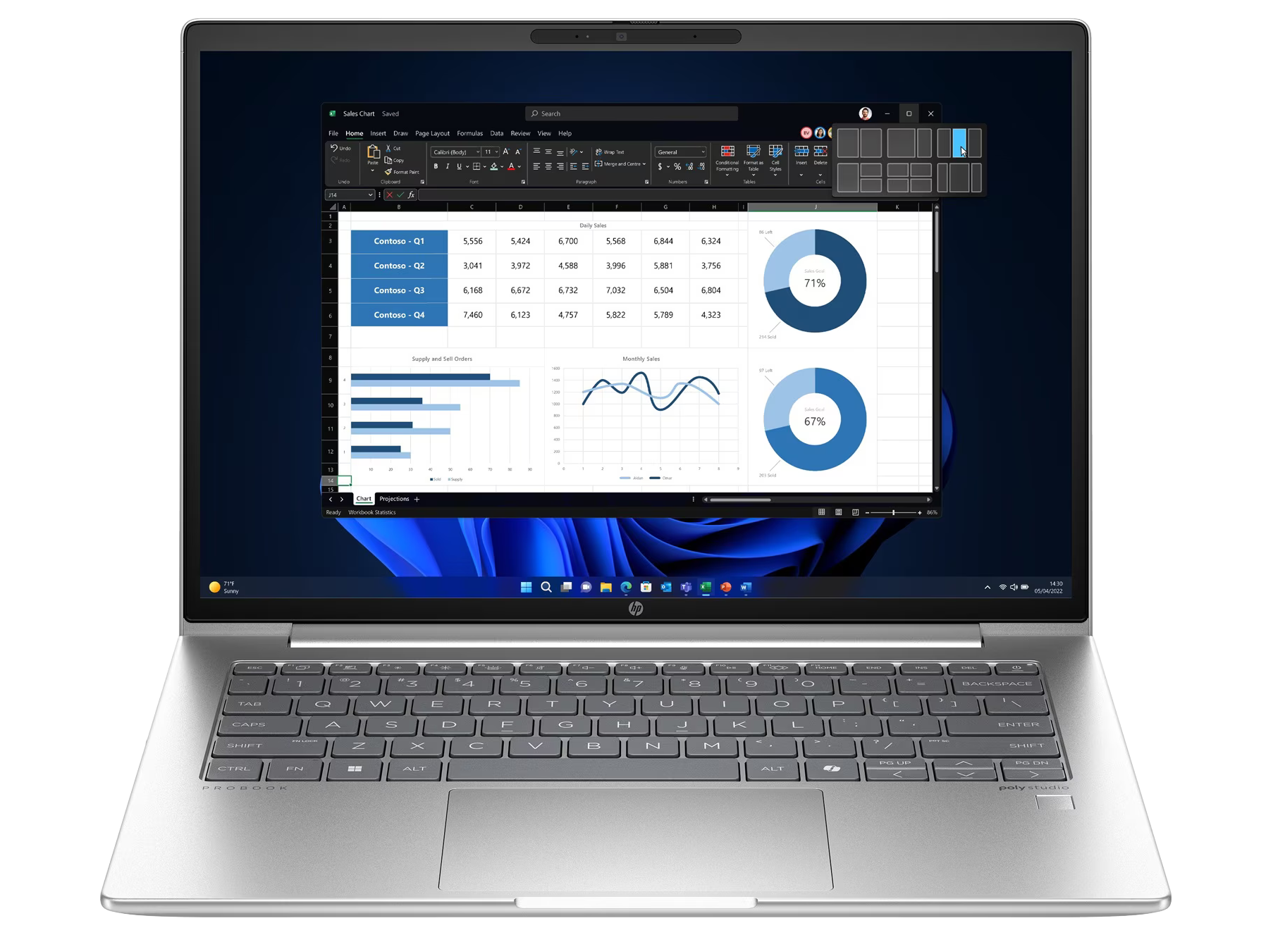 HP ProBook 445 G11 4G 14" 2024 WUXGA Ryzen 5 7535U 16 GB / 512 GB SSD W11Pro QWERTZ Silber Renew - Ohne Vertrag