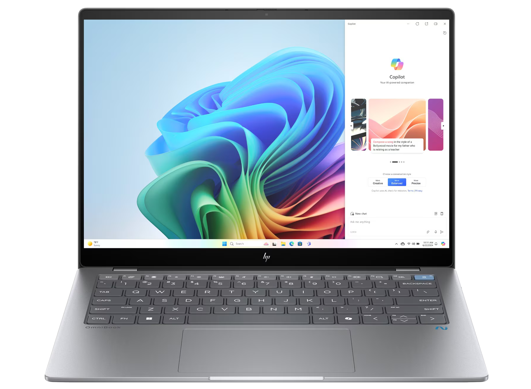HP OmniBook X 14-fe0901ng 14" 2024 2.2K X Elite X1E-78-100 32 GB / 1 TB SSD W11H QWERTZ Silber Renew - Ohne Vertrag