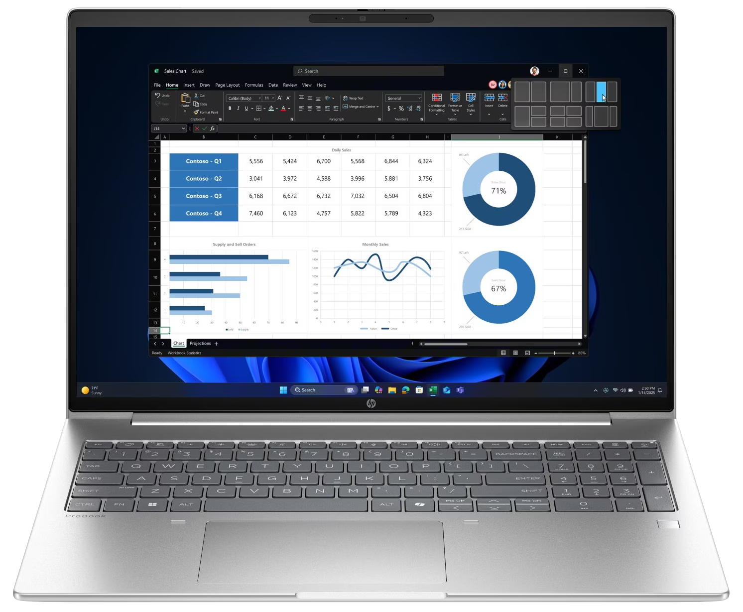 HP ProBook 4 G1a 16" 2025 WUXGA Ryzen7 250 24 GB / 1 TB SSD W11Pro QWERTZ Silber Renew - Ohne Vertrag