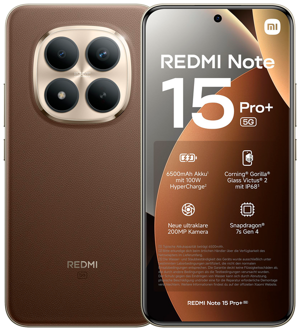 Xiaomi Redmi Note 15 Pro+ 5G Dual-SIM braun - Ohne Vertrag