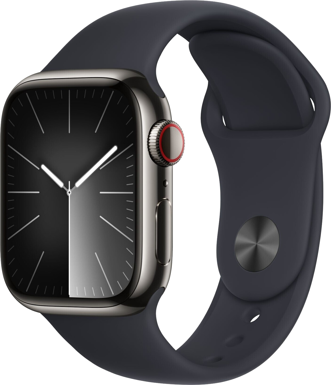Apple Watch 9 LTE Graphit Edelstahl 41mm Sportarmband Mitternacht M/L MRJ93 - Ohne Vertrag