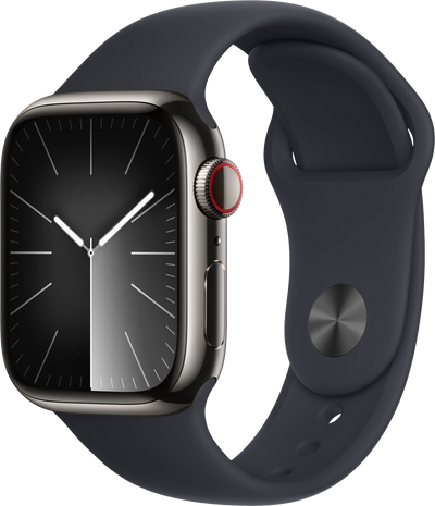 Watch 9 LTE Graphit Edelstahl 41mm Sportarmband Mitternacht M/L MRJ93