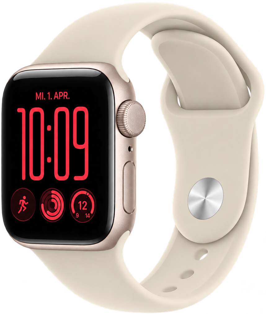 Apple Watch SE 3 2026 5G Polarstern Alu 40mm Sportarmband Sand S/M MJLC4 - Ohne Vertrag