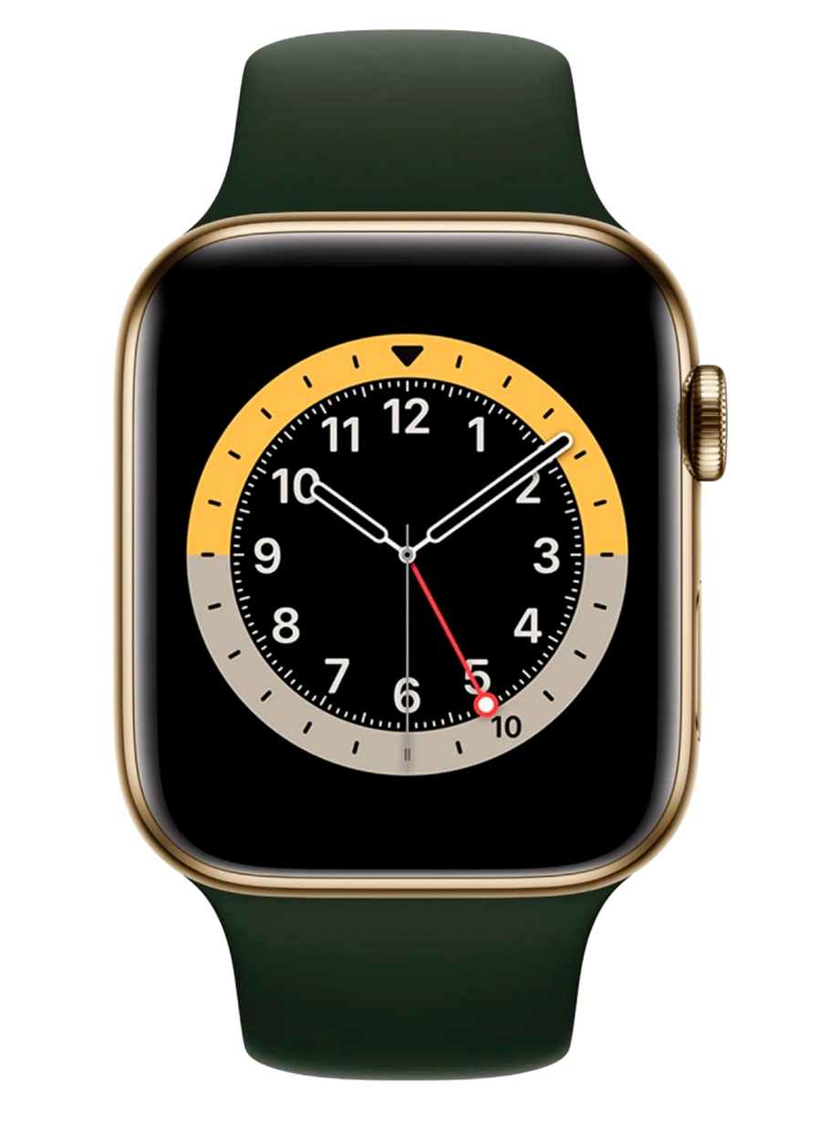 Apple Watch Series 6 LTE Gold Edelstahl 44mm Sportarmband Zyperngrün M09F3 - Ohne Vertrag