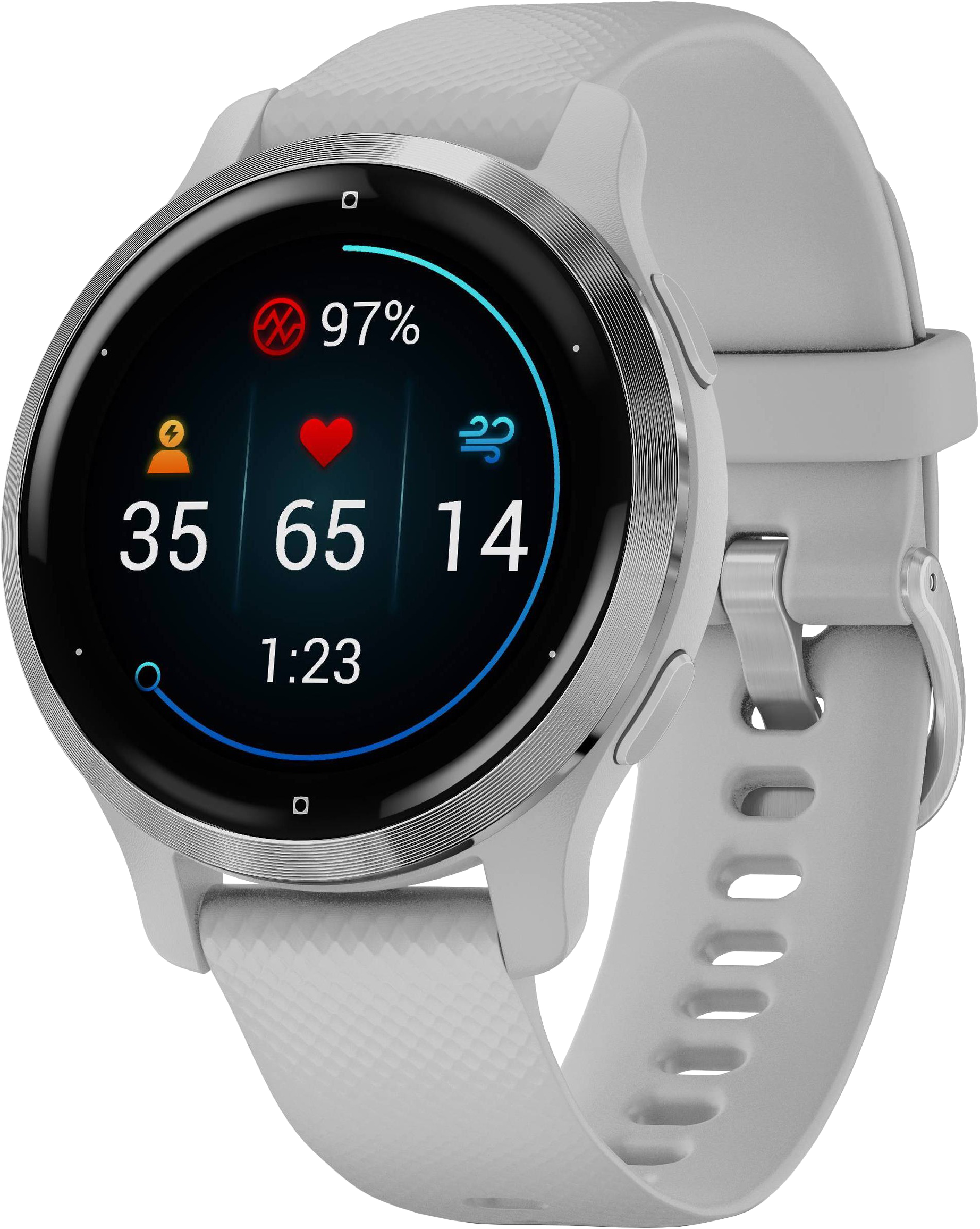 Garmin Venu 2S 40mm silber Edelstahl Armband grau - Ohne Vertrag