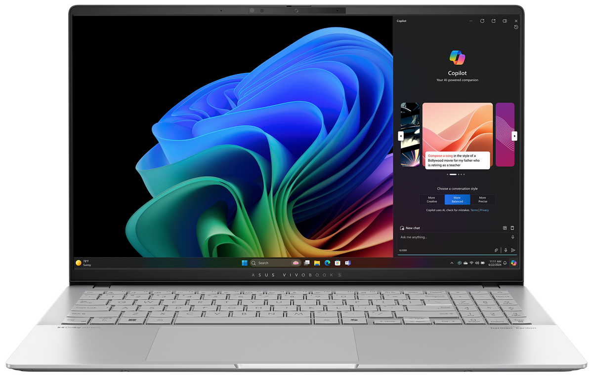 Asus Vivobook S15 15" 2024 OLED Snapdragon X Plus X1P-42-100 16 GB / 1 TB SSD W11H S5507QA-MA145W QWERTZ Silber - Ohne Vertrag