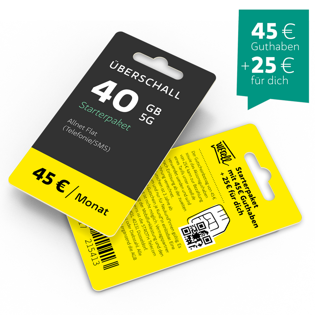 Sustainable mobile phone tariff - "overshang" | 40GB