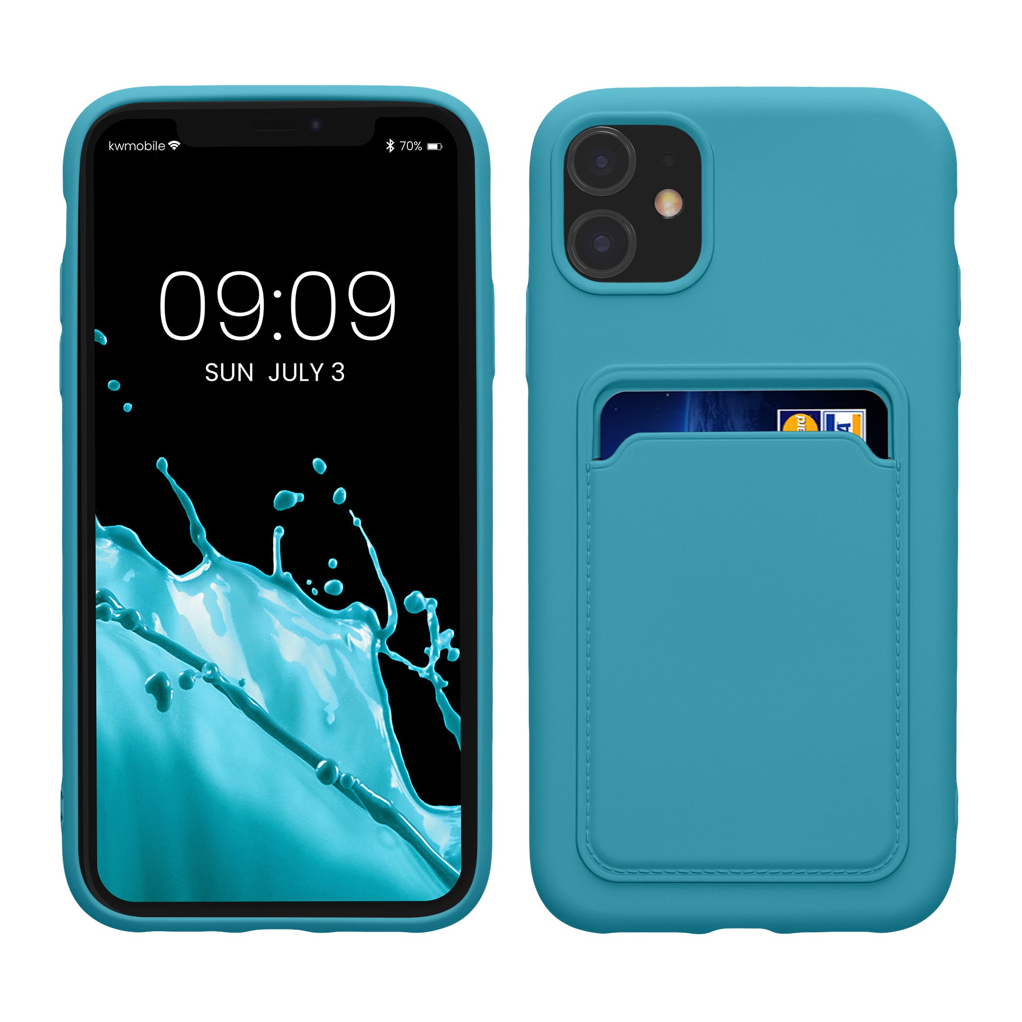 TPU Hülle mit Kartenfach für Apple iPhone 11 Hellblau matt