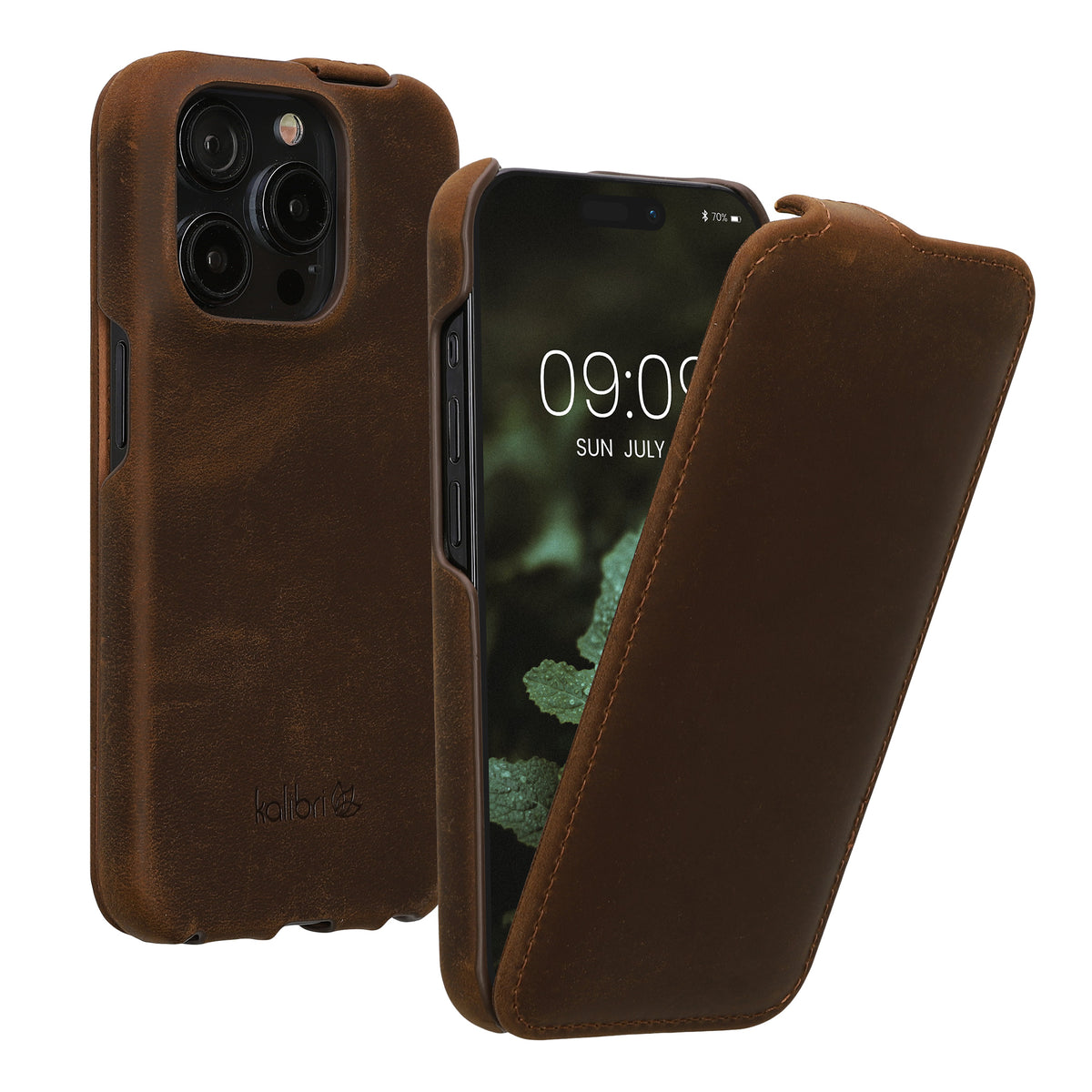 Flip Leder Hülle kompatibel mit Apple iPhone 15 Pro