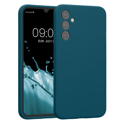 Gummierte Silikon Hülle mit Kameraschutz für Samsung Galaxy A34 5G in Petrol matt