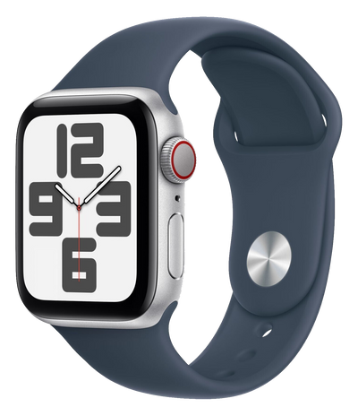 Watch SE 2022 LTE silver aluminum 40mm sports bracelet storm blue S/m mrgj3qf/a