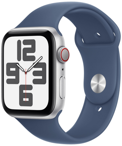 Watch SE LTE silber Alu 44 Sportarmband Sturmblau M/L MXGQ3