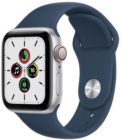 Watch SE LTE Silber Alu 40mm Sportarmband Blau MKQV3